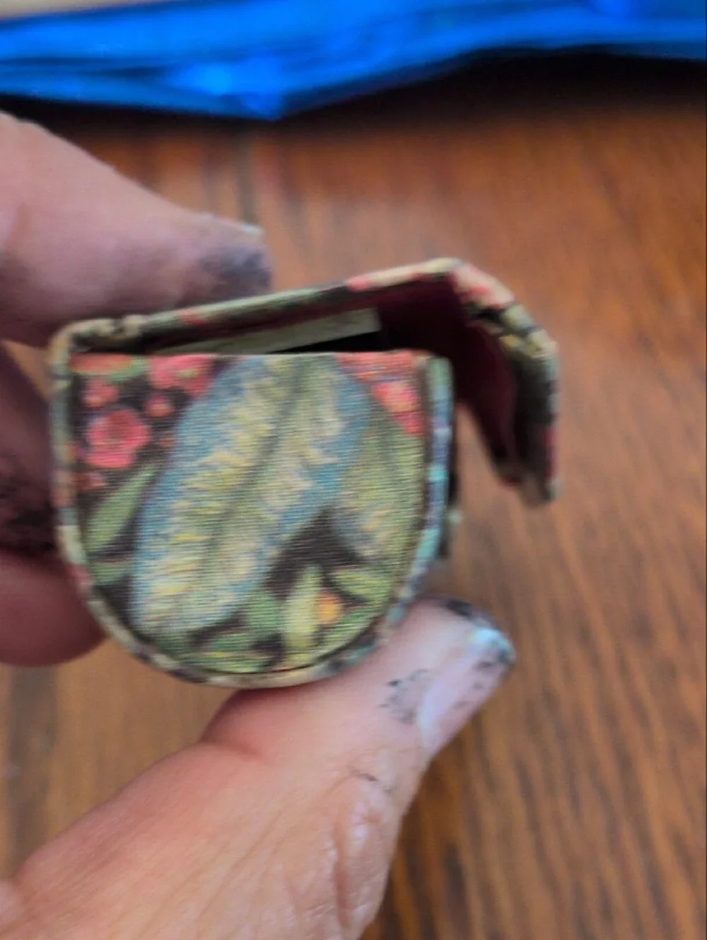 Vintage 1950s Italian Floral Brocade Lipstick Case with Mirror